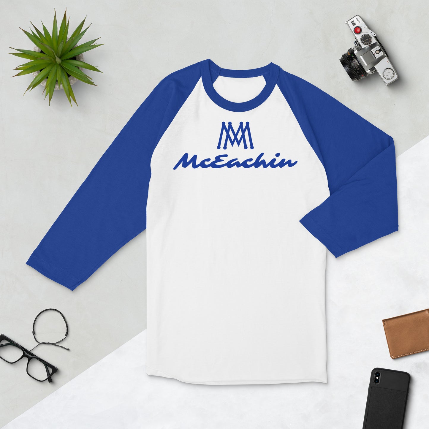 McEachin 3/4 Sleeve Raglan Shirt White/Blue