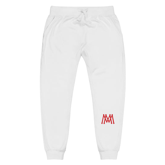 McEachin Crown Logo Fleece Sweatpants White/Red